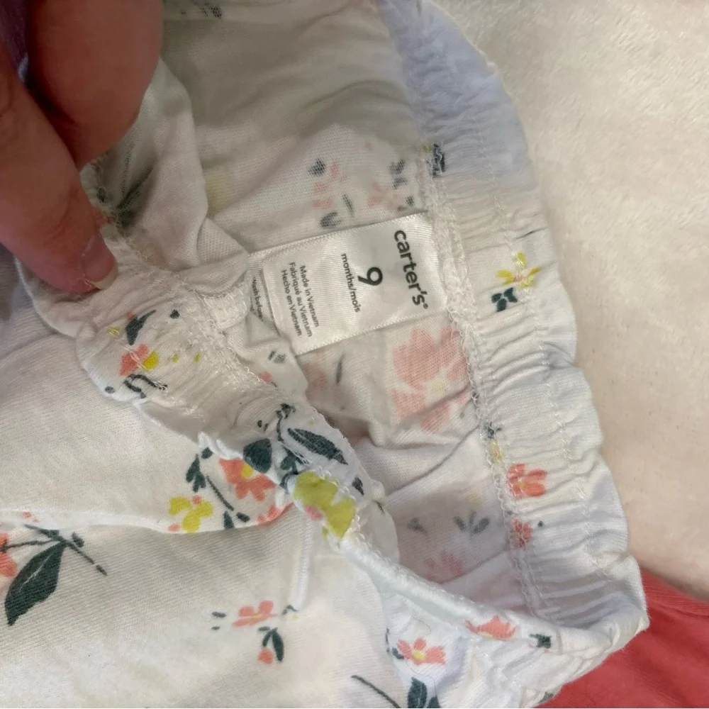 Carters 9 months pants little planet organic baby girl floral pink grey
